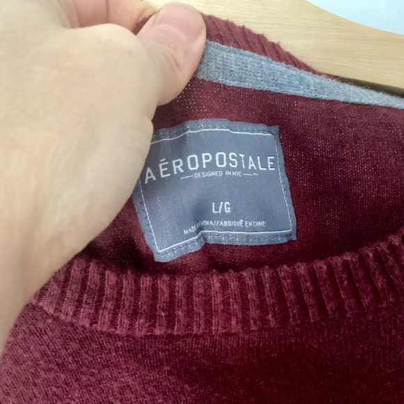 Aeropostale Size L Burgundy Sweater Crew Neck Men wool blend business casual - Picture 6 of 13